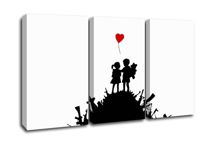 Picture of Childs Love War 3 Panel Canvas Wall Art