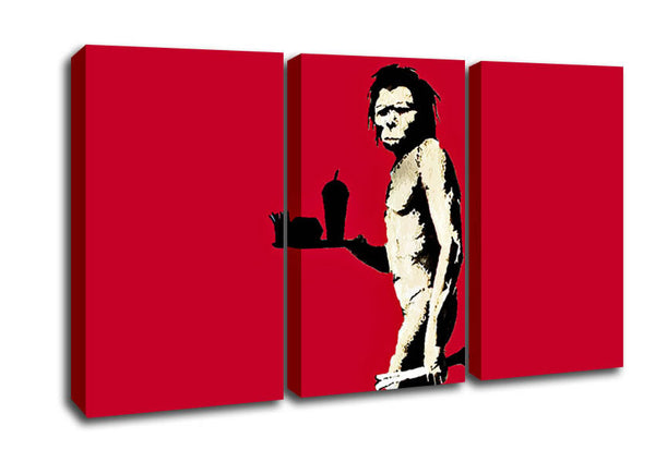 Picture of Mcdonalds Caveman Red 3 Panel Canvas Wall Art