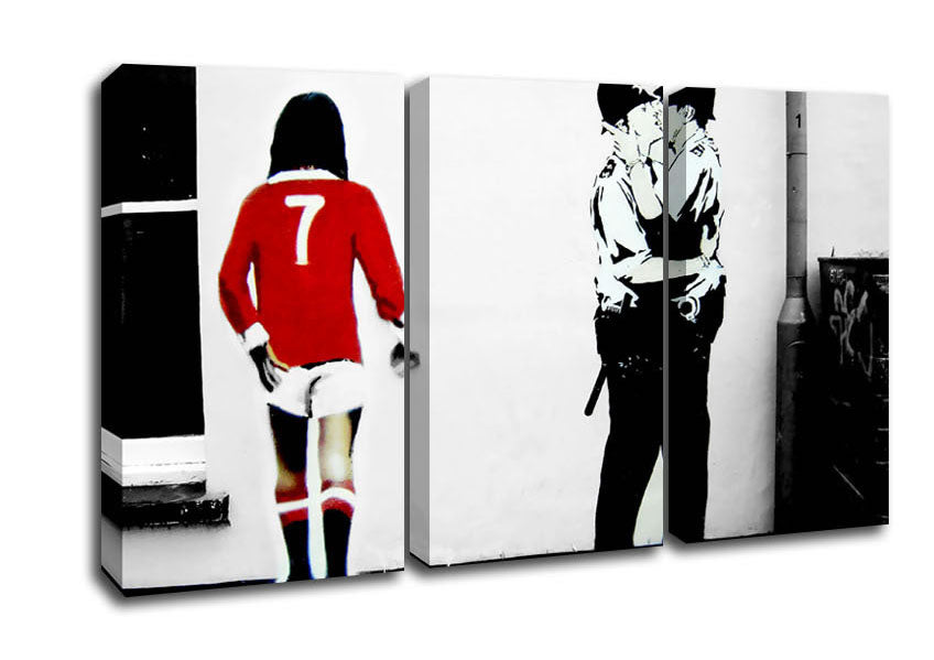 Picture of Kissing Coopers Football 3 Panel Canvas Wall Art