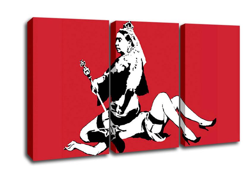 Picture of Queen Elizabeth Legs Red 3 Panel Canvas Wall Art