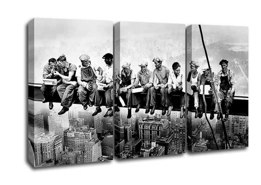 Picture of Lunch A Top Of A Skyscraper 3 Panel Canvas Wall Art