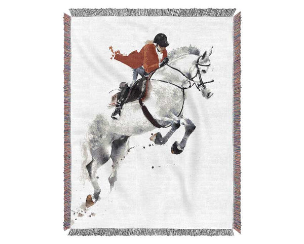 Horse Jumping Woven Blanket