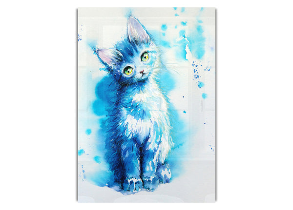 Blaue Katze hört zu