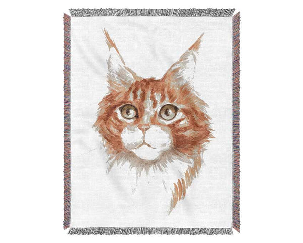 Ginger Tom Cat Woven Blanket