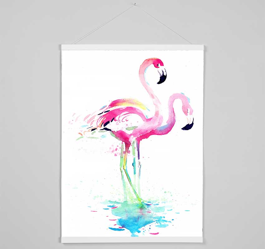 Flamingo Watercolour Hanging Poster - Wallart-Direct UK