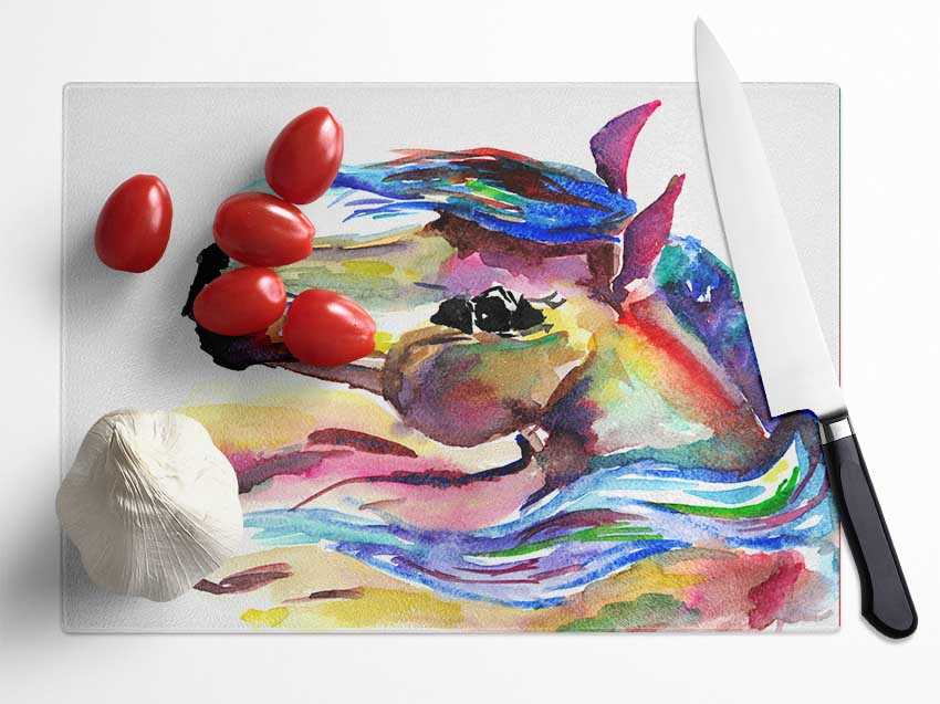 Unicorn Horse Glass Chopping Board