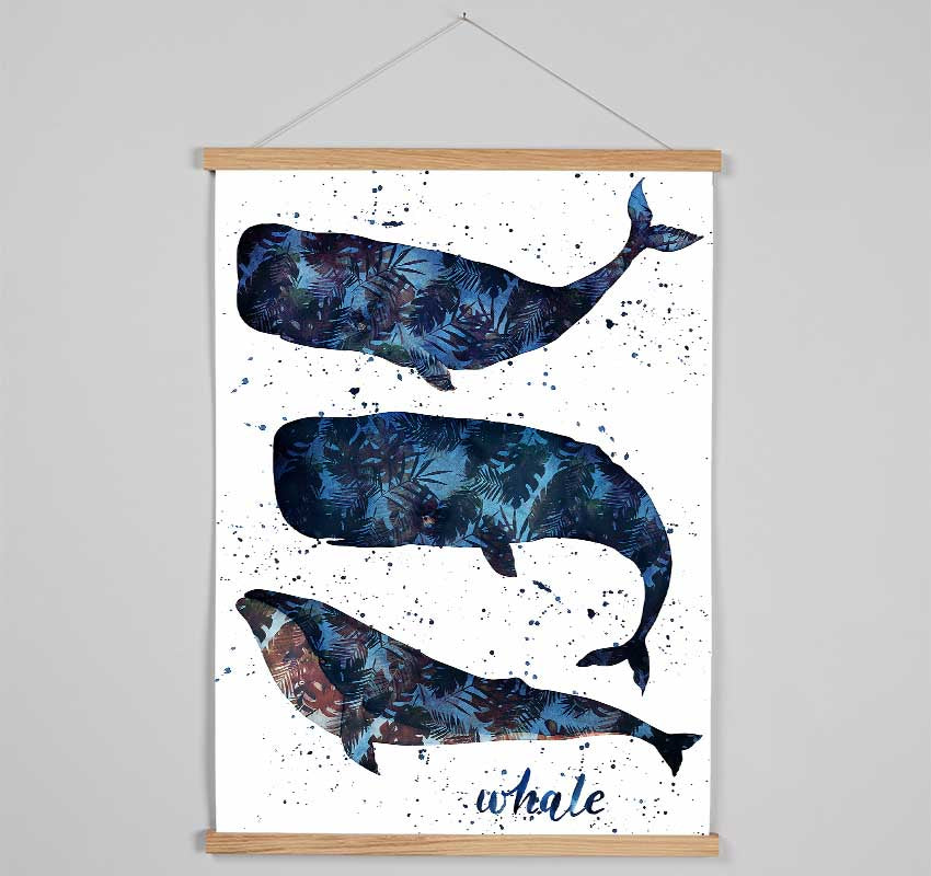 Whale Palm Leaves Hanging Poster - Wallart-Direct UK