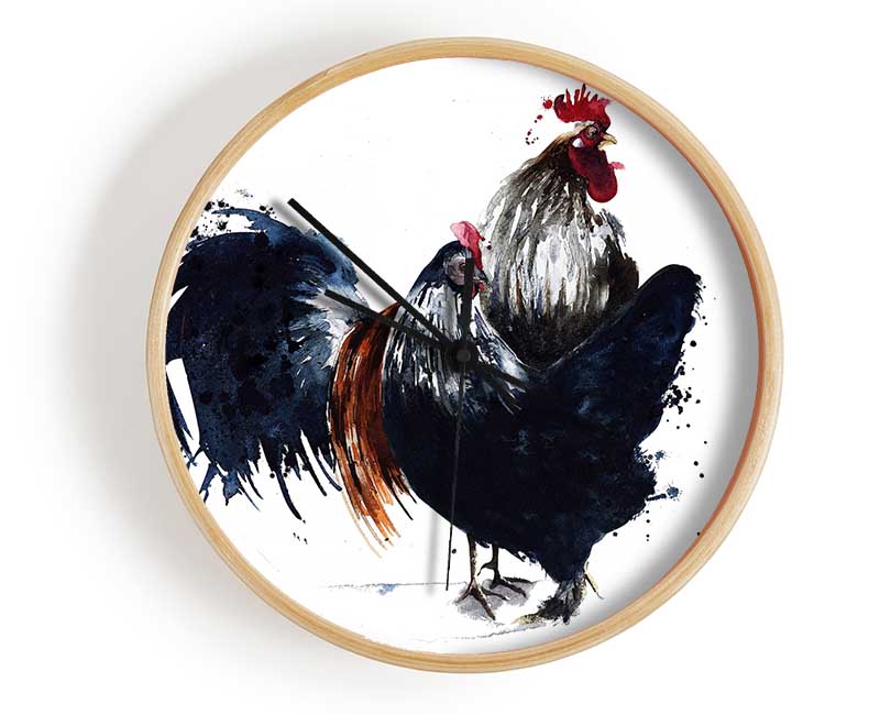 Hen Duo Clock - Wallart-Direct UK