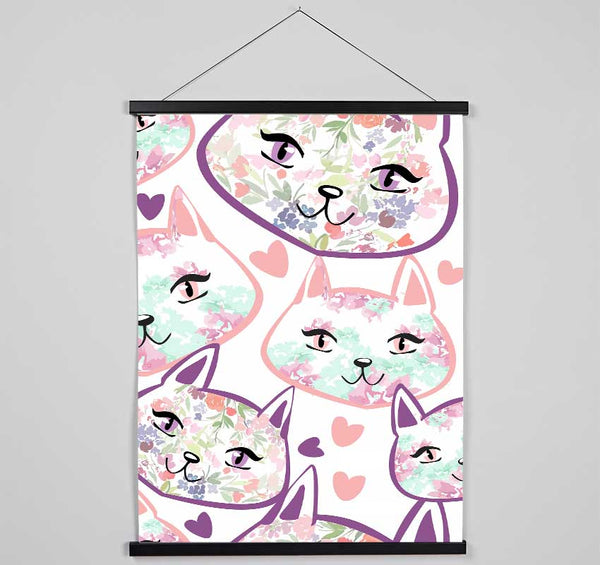 Flower Cats Hanging Poster - Wallart-Direct UK