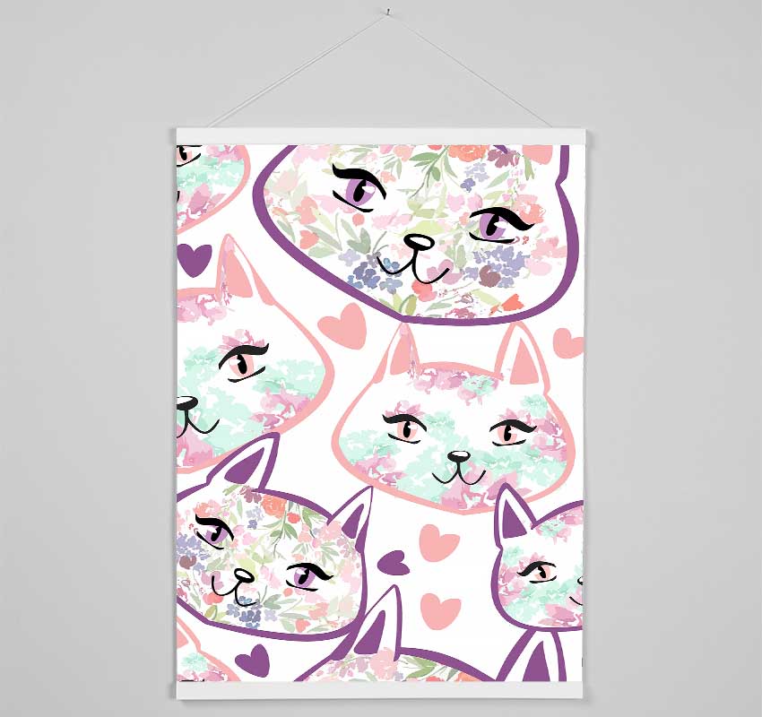 Flower Cats Hanging Poster - Wallart-Direct UK