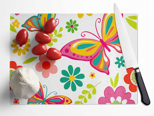 Hippy Butterflies Glass Chopping Board