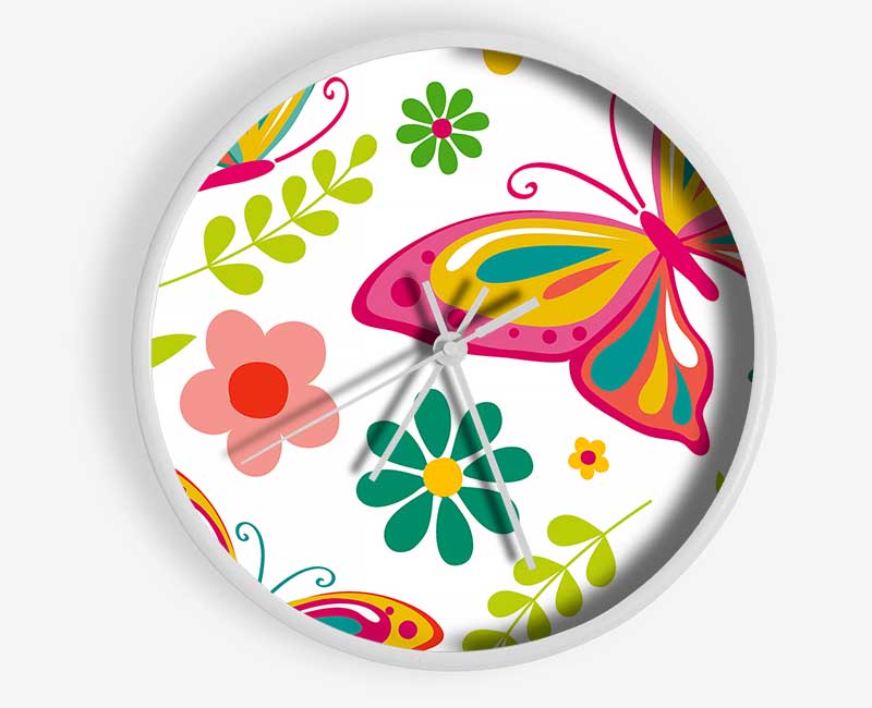 Hippy Butterflies Clock - Wallart-Direct UK