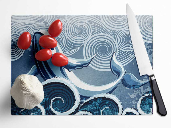 Whale Wave Glass Chopping Board