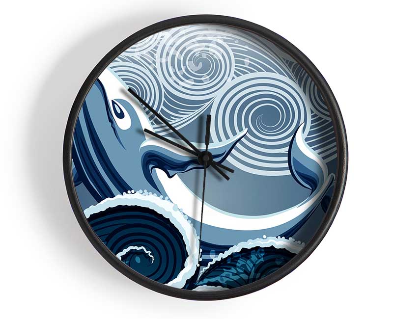 Whale Wave Clock - Wallart-Direct UK