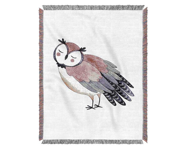 Pink Owl Woven Blanket