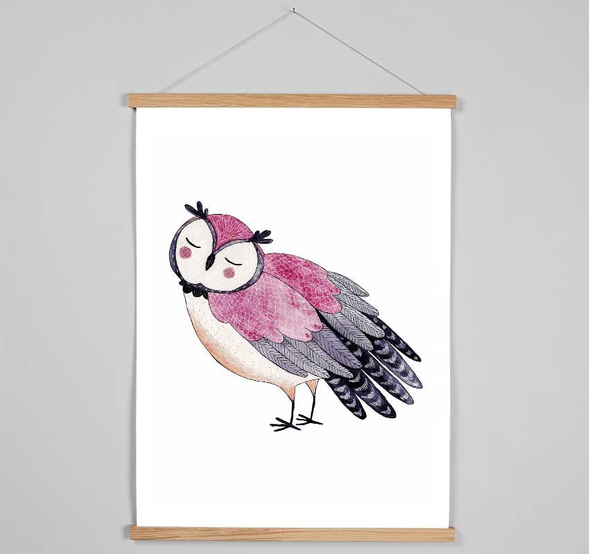 Pink Owl Hanging Poster - Wallart-Direct UK