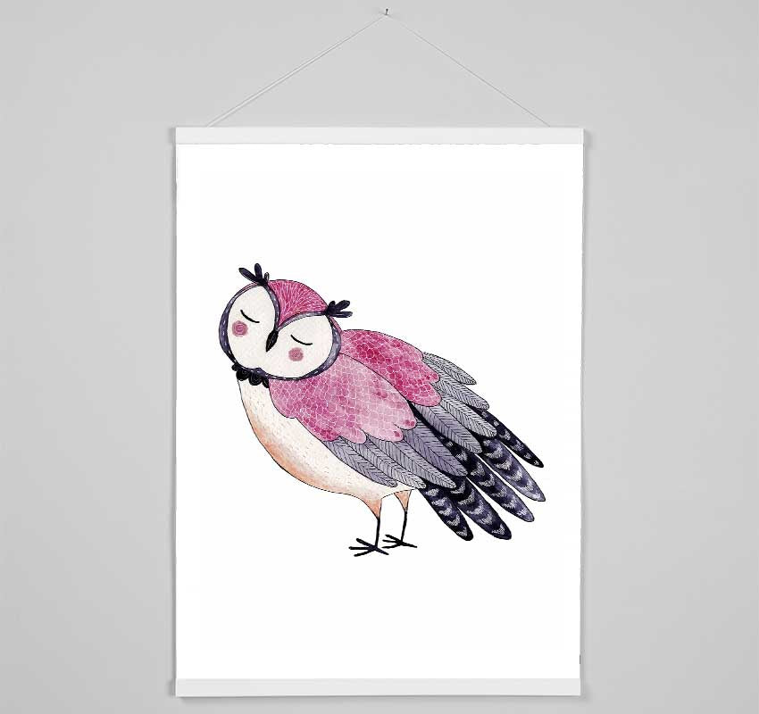 Pink Owl Hanging Poster - Wallart-Direct UK