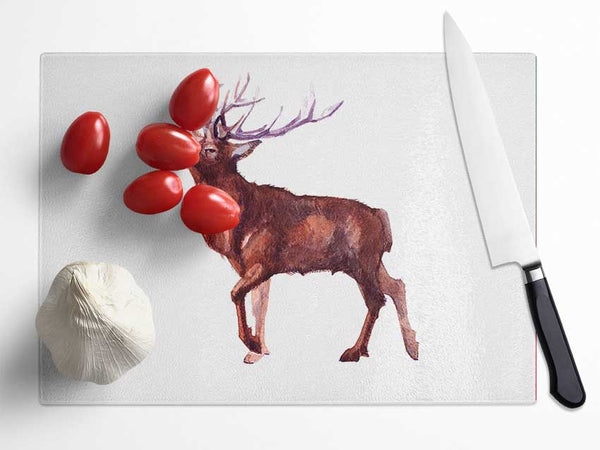 Red Stag Delight Glass Chopping Board