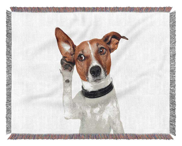 Jack Russell Dog Listen Woven Blanket