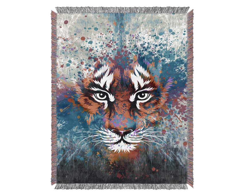 Rainbow Tiger Face Woven Blanket