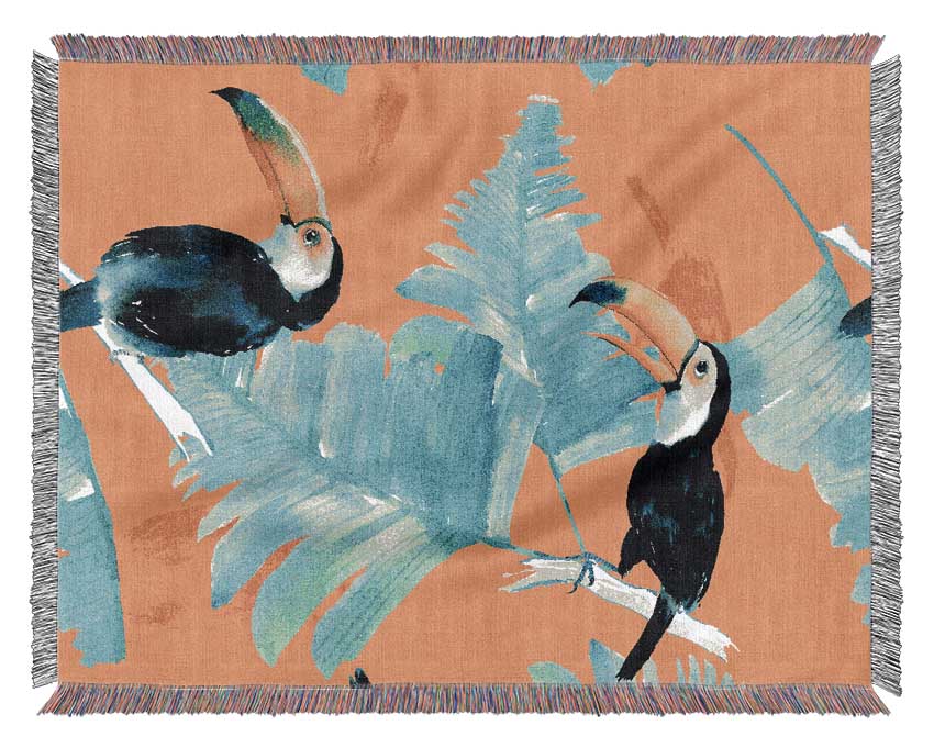 Toucan Palm Leaves Woven Blanket