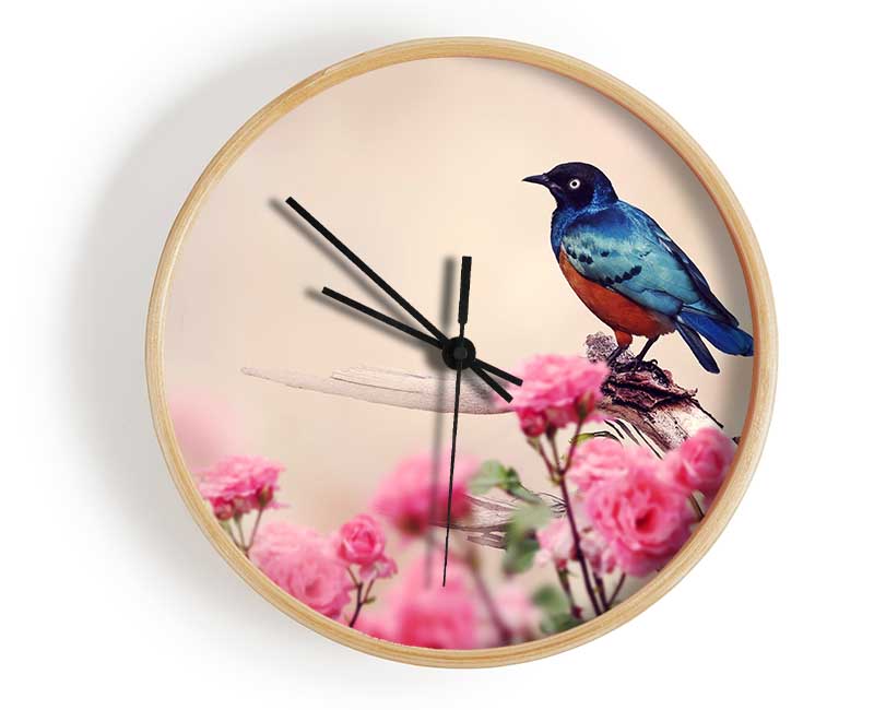 Blue Bird In The Cherry Blossom Clock - Wallart-Direct UK