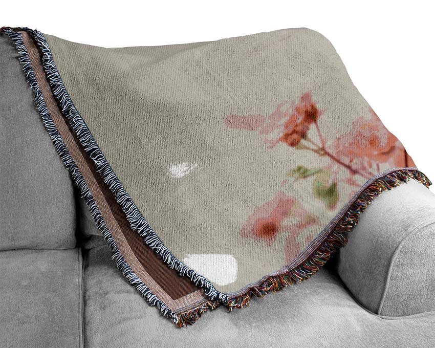 Blue Bird In The Cherry Blossom Woven Blanket