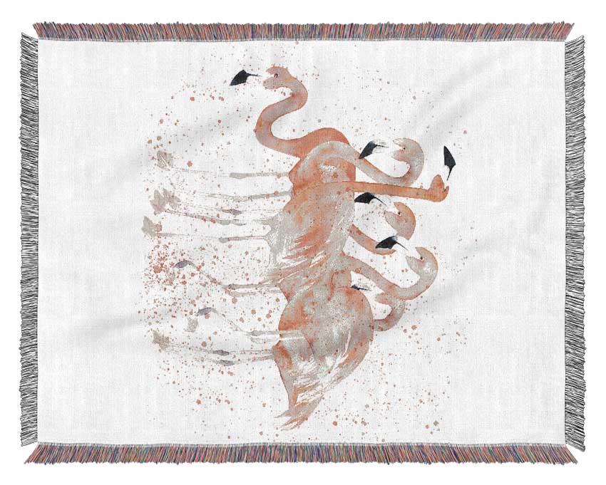 Pink Flamingo Splash Woven Blanket