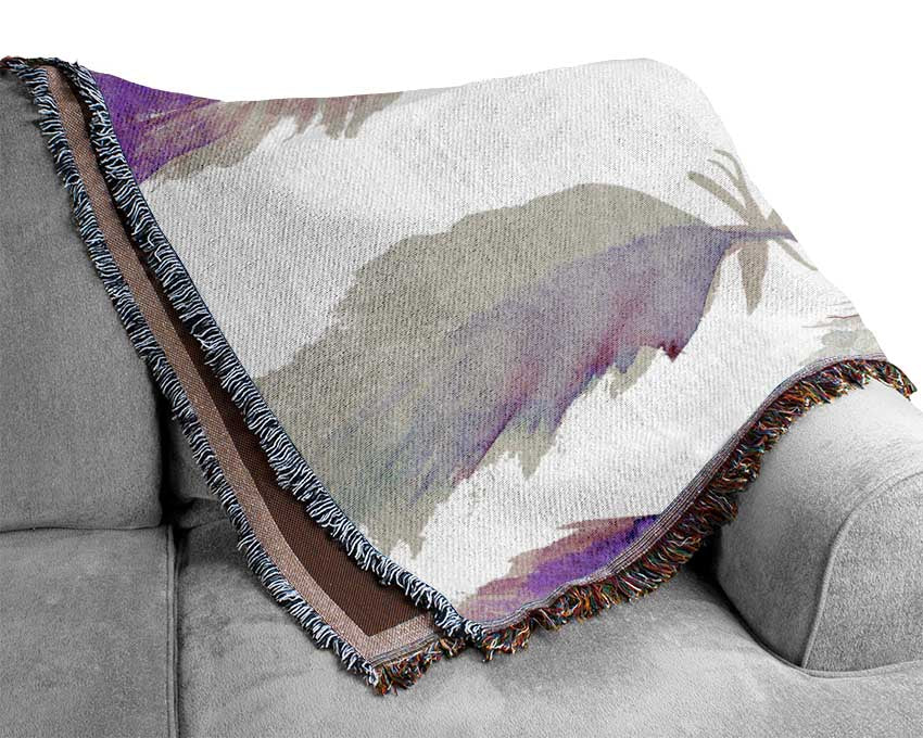 Pink Indian Feathers 2 Woven Blanket