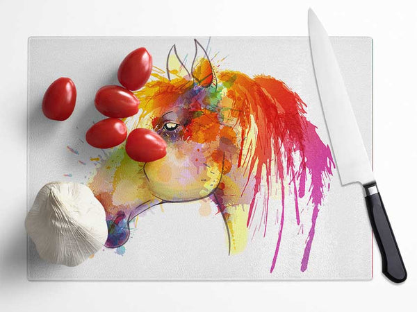 Beautiful Rainbow Horse Glass Chopping Board