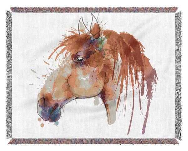 Beautiful Rainbow Horse Woven Blanket