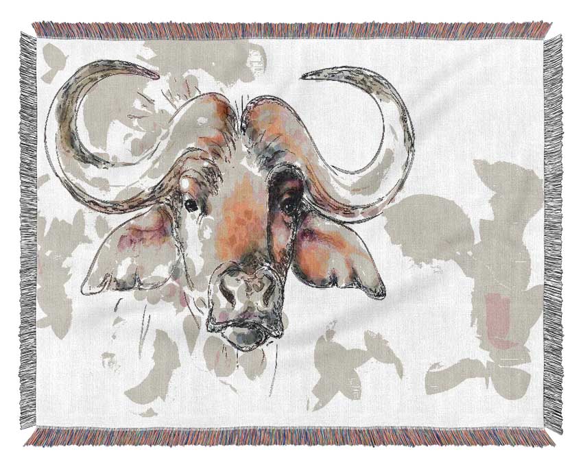 Texas Longhorn Cow Woven Blanket