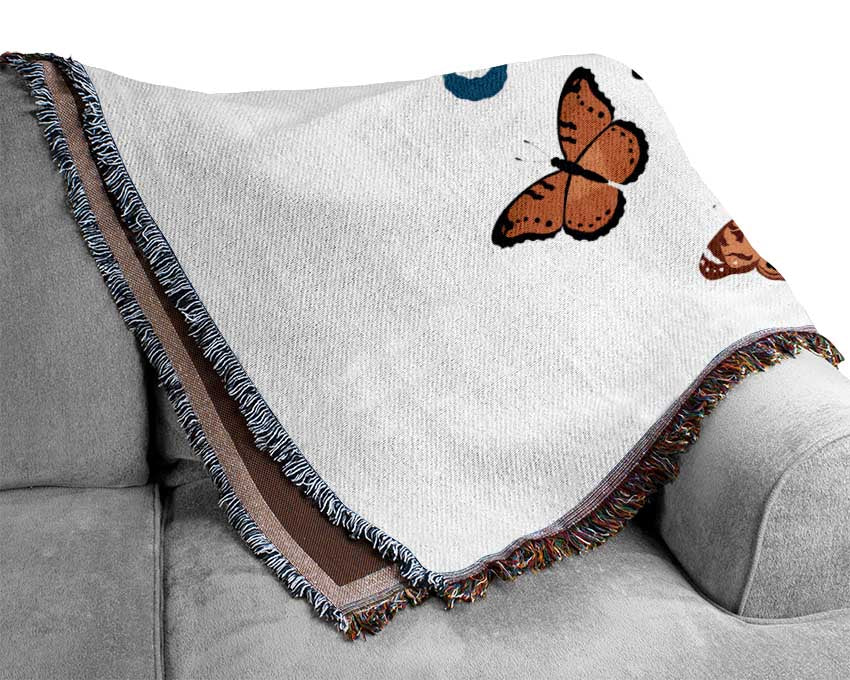 Colourful Butterflies Woven Blanket