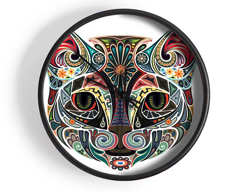 Indian Cat Clock - Wallart-Direct UK