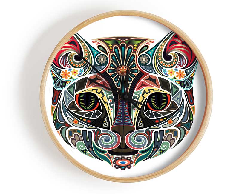 Indian Cat Clock - Wallart-Direct UK