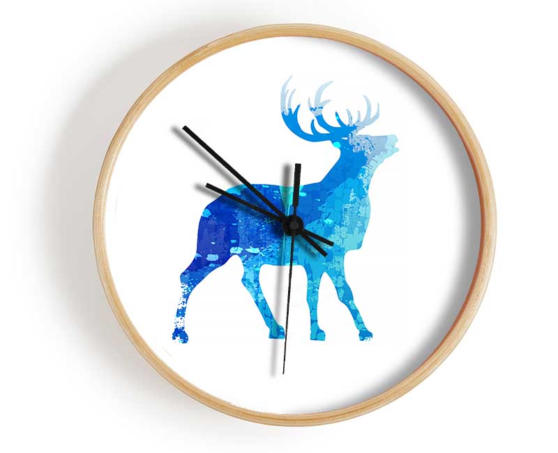 Blue Stag Calling Clock - Wallart-Direct UK