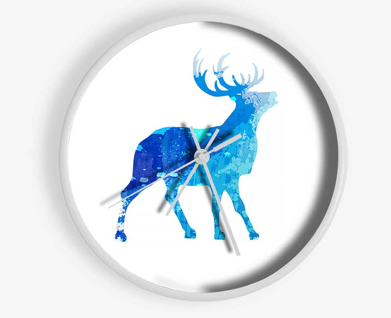 Blue Stag Calling Clock - Wallart-Direct UK