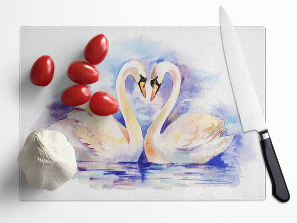 Swan Love Glass Chopping Board