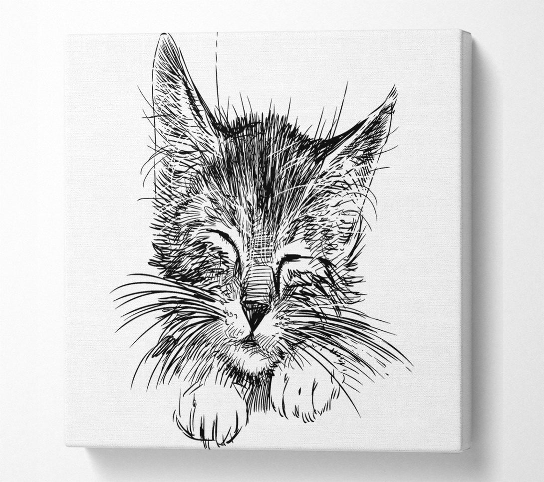 A Square Canvas Print Showing Cute Kitten Face Square Wall Art