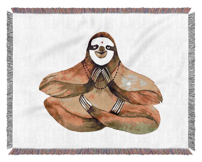 Meditating Sloth Woven Blanket