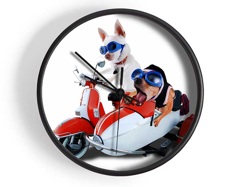 Chihuahua Sidecar Mayhem Dogs Clock - Wallart-Direct UK