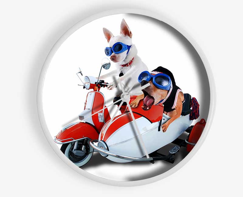 Chihuahua Sidecar Mayhem Dogs Clock - Wallart-Direct UK