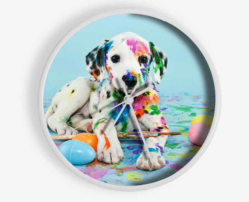 Dalmation Puppy Paint Party Clock - Wallart-Direct UK