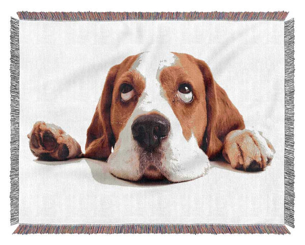 Lazy Basset Hound Dog Woven Blanket