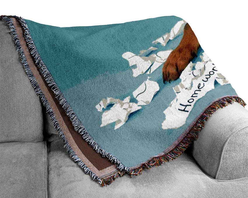 Naughty Rottweiler Puppy Dog Woven Blanket