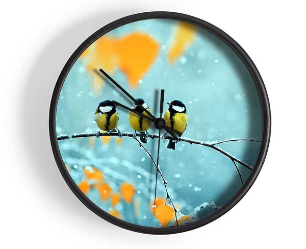 Blue Tit Birds Winter Clock - Wallart-Direct UK