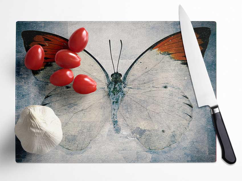 Orange Tipped Butterfly Glass Chopping Board