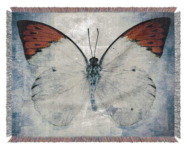 Orange Tipped Butterfly Woven Blanket