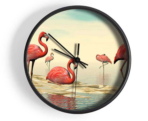 Pink Flamingo Batheing Clock - Wallart-Direct UK