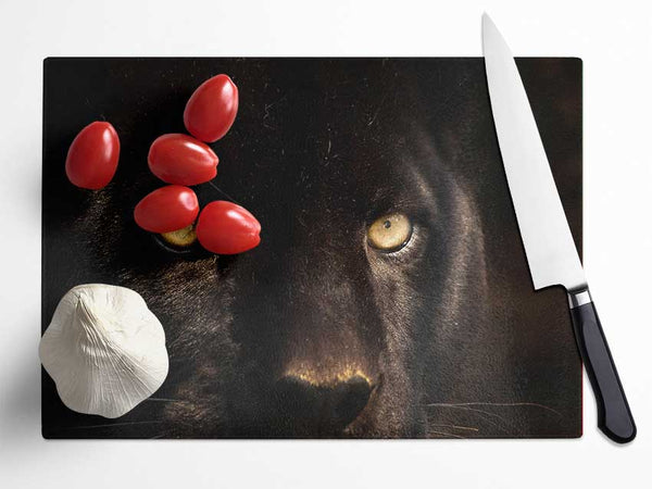 Black Panther Face Glass Chopping Board